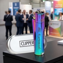 Bk Kurumsal Firma İsimli Mix-ıcy Clipper Çakmak 10 Adet Metal Gövdeli Hediye Kutulu Çok Renkli