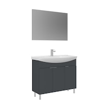 Orka Purus 100 Cm Mat Antrasit Düz Aynalı Banyo Dolabı Takımı Ayaklı Antrasit