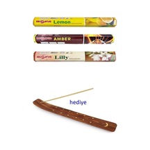 Ers 3 Paket 20 Çubuklu Tütsü Limon - Amber - Lilly - Kayık Hediyeli