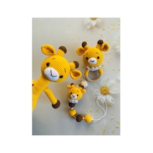 Adenya Sepeti Amigurumi Örgü Zürafa Üçlü Set-sarı