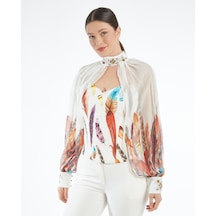 İşleme Detaylı Bolero Ve Büstiyer Takım - Çıkarılabilir Bolero - Modern Ve Şık - Özel Gün Ve Davetler İçin Takım Ekru