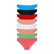 Kadın 8 Adet Süper Eko Set Likralı Kadın Slip Külot Set 5 Çok Renkli