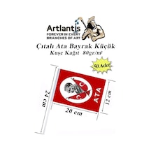 Çıtalı Ata Bayrak Kağıt 20x12 Cm 50 Adet Atalı Bayrak Çıtalı Sopalı Küçük Bayrak Plastik Çubuklu Bayrak