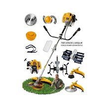 Alman Yan Tipi Benzinli Turbo Motor Ot Çalı Çim Biçme Makinesi Canavar Baslik Toprak Eşeleme Set