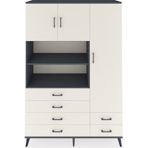 Hyperion Dolap 9 Raflı 6 Çekmeceli 3 Kapaklı 132x44x195 Antrasit-aytaşı/aytaşı Aytası/aytası