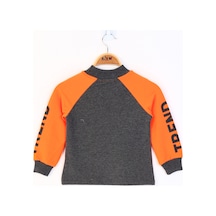 Toontoy Kız Çocuk Stunnig Collar Baskılı Sweatshirt Antrasit Melanj