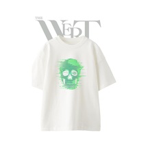 Thewert Digital Skull Tasarım Baskılı Ünisex Beyaz Oversize T-shirt