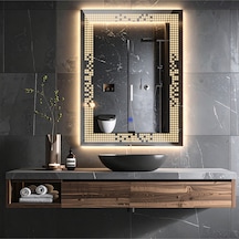 Solrae Günışığı Lazer Kumlamalı Lavabo & Banyo Aynası Dokunmatik Sensörlü 70 X 50