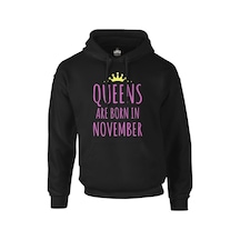 Burç - November Queens Siyah Erkek Fermuarsız Kapşonlu