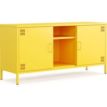 Pera Tv Ünitesi, Tv Dolabı,2 Kapaklı, Açık Raflı 130,50 X 40 X 64,50 Cm Ral 1018 Sarı