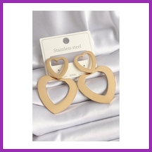 Bezos 316l Çelik Gold Renk Kalp Model Kadın Küpe Bty