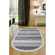 Dijidekor Halı Gri 9026 Cool Yıkanabilir Saçaklı Oval Kesme İ... Gri