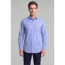Bisse Klasik Yaka Regular Fit Mavi Uzun Kol Cepsiz Erkek Gömlek Gmkls250064 35