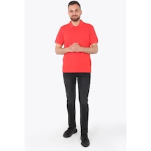 2127 Polo Yaka Düğmeli Modern Fit T-shirt-kırmızı