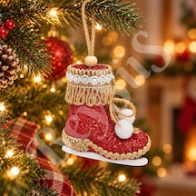 Yılbaşı Ağacı Süsü Kırmızı Paten 12 Cm
