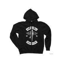 Mötley Crüe Hollywood Siyah Fermuarlı Kapşonlu Sweatshirt