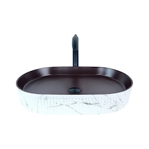 Marmo 58 Cm Beyaz Bordo Tezgah Üstü Çanak Lavabo Renkli