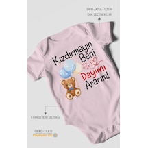 Morivokids Kızdırmayın Beni, Dayımı Ararım Kısa Kollu Bebek Body %100 Pamuk Bebe Pembe
