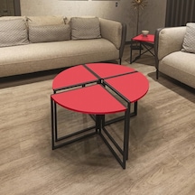 Wrkspc Vidasız Kolay Kurulum Yonca Yuvarlak Zigon Sehpa - Kırmızı