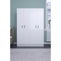 ABETEMOBİLYA Abete-4 Kapılı Beyaz Gardırop