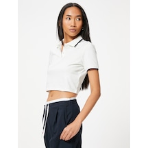 Koton Basic Polo Yaka Crop Tişört Kısa Kollu Pamuklu Regular Fit Beyaz 4sak50618ek Beyaz