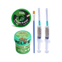 Relıfe Rl-402/ Krem Lehim Paste 183 C 40g Flux Lehim Toplama Ve 2uul 2015 Emme Teli 2,0mm Lehimleme Seti06