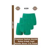 Grey Cat Premium Hediye Günlük Rahat Erkek Yeşil Bambu Boxer 3'lü Paket