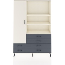Arges Dolap 7 Raflı 6 Çekmeceli Tek Kapaklı 132x30x195 Aytaşı-aytaşı/antrasit Aytası/antrasıt