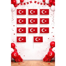 23 Nisan Süsleri 23 Nisan Hediyeleri 10 Adet Çıtalı Bayrak Orta Boy