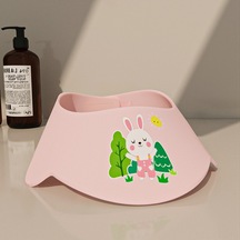 Kosona Küçük Çocuklar İçin Su Geçirmez Kulaak Ve Göz Korumalı Şampuan Şapka, Ayarlanabilir Boyutlu Banyo Aleti Pembe Tavşan