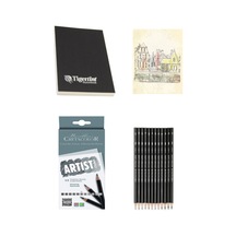 Tigertint Sketchbook Eskiz Defteri 100 Gr A5 80 Yp Cretacolor Dereceli Kalem Eskiz Çizim Seti 12'li