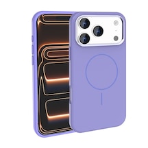 Zore Apple iPhone Uyumlu 17 Pro Max Kılıf M-safe Şarj Özellikli Metal Kamera Çerçeveli Edi Silikon Kapak Lila