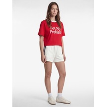 Koton Baskılı Yarım Kollu Bisiklet Yaka Oversize Spor Tişört Kırmızı 6sak10254nk