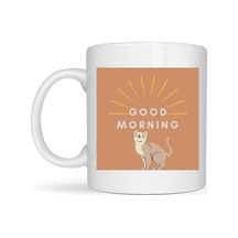 Bezos Good Morning Kedi Desenli Porselen Kupa Model 72 Sevimli Kedi Figürlü, Kahve & Çay Kupası, Hediyelik Porselen Bardak Dmc Diğer