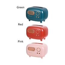 Kırmızı-retro Radyo Modeli Doku Kutusu Masaüstü Kağıt Tutucu Vintage Dağıtıcı Depolama Peçete Durumda Organizatör Islak Mendil Dekorasyon Kutusu