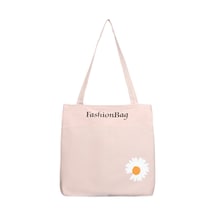 Toz Vintage Mini Papatya Desenli Fermuarlı Bez Omuz Kol Çantası Açık Pembe