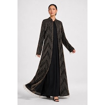 Nazzain İthal Boncuk İşlemeli Abaya Gold İşlemeli Çok Renkli