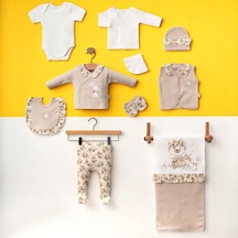 Milays Kız Bebek 0-3 Ay Çiçekli Tavşanlı 10lu Set %100 Organik Pamuk Taş