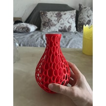 Bezos 3d Baskı Petek Dokulu Vazo - Delikli Dekoratif Vazo-kırmızı 22