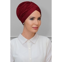 Hürrem Bone Bordo Pratik Hazır Geçmeli Tesettür Bone Fukuro Piliseli Tek Çapr (545490655) Bordo