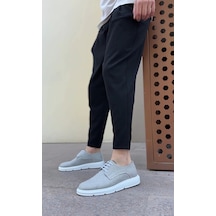 Ba0003 Bağcıklı Klasik Spor Gri Renk Keten Yüksek Taban Casual Erkek Ayakkabı Gri4