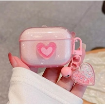 Apple Uyumlu AirPods Pro Pembe Simli Kalpli Tasarım Kılıf