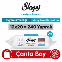 Sleepy Easy Clean Okyanus Tazeliği Yüzey Temizlik Havlusu Çanta Boy 12x20 240 Yaprak Beyaz
