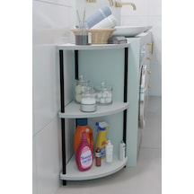 Kompakt 3 Katlı Köşe Raf Modern Çok Amaçlı Raf Banyo, Çamaşır Odası Düzenleyici Şık Köşe Ünitesi Beyaz