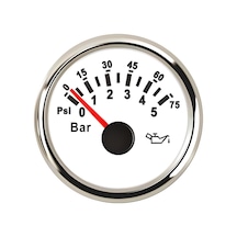 Yağ Basinç Göstergesi 5 Bar Beyaz Çap 52Mm 12/24V Tekne Yat Beyaz