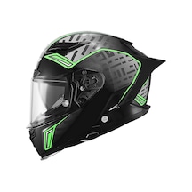 Motoanl Full Face Ce Yüksek Güvenlikli Motor Kaskı Exorcısm Edition Siyah Yeşil