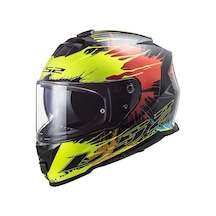 Ls2 Storm 2 Drop Kask - Siyah - Sarı - Kırmızı - L
