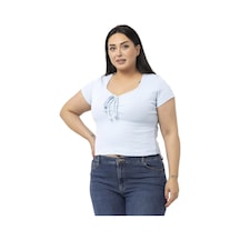 Disentis Büyük Beden Yarım Kollu Göğüste Bağcık Detaylı Kaşkorse Bebe Mavi Body-bebe Mavi Bebek Mavisi