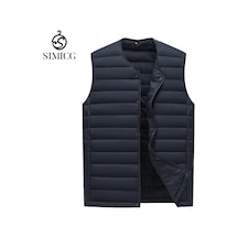 Erkek Kaz Tüyü Pamuklu Yelek, Isı Üreten İç Katman, Kolsuz Pamuklu Ceket, Pamuklu Mont, Sonbahar Ve Kış. Mavi