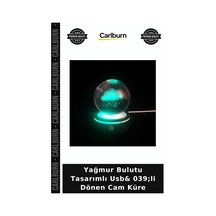 Yağmur Bulutu Tasarımlı Usb& 039 Li Dönen Cam Küre Masa Aksesuarı Şık Hediyelik Renkli Lamba
